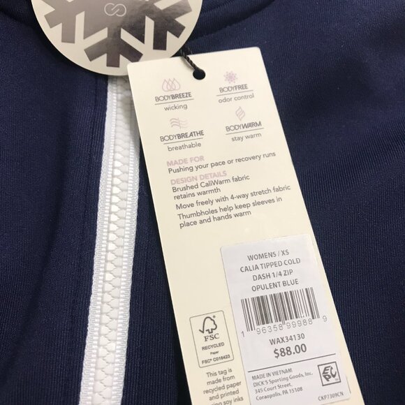 Calia Women's Tipped Cold Dash 1/4 Zip in Opulent Blue NWT - Picture 9 of 10